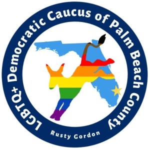 Rusty Gordon LGBTQ+ Democratic Caucus PB County Logo